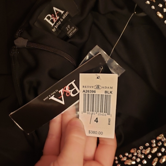 NWT Black Betsy &  Adam maxi dress with beaded sleeves retail $380 - Picture 10 of 11